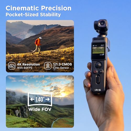IZI IRIS Pocket 4K Vlogging Camera - with Dual AMOLED Display 1/1.3" CMOS Sensor, 3-Axis Gimbal Stabilizer, AI Tracking, 512GB Support, 160-Min Battery, Best Video Camera for Youtubers & Instagram - Image 5