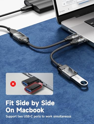 Image of JSAUX USB to USB C Adapter [2 Pack], USBC OTG Compatible with MacBook Pro /Air, iPhone 15 Pro Max, Samsung Galaxy S24 /S23 /S22 /S21 and More USB C Devices-Crystal Black