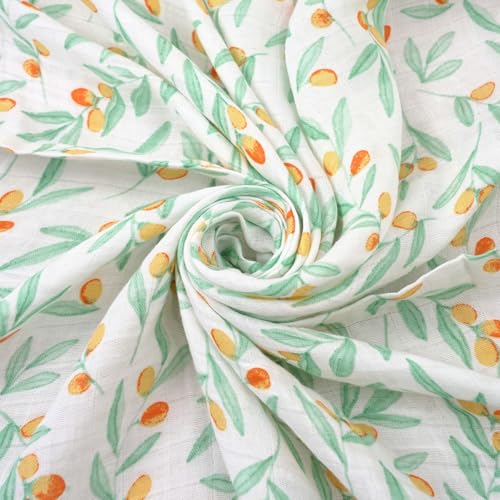 Image of Muslin Swaddle Blankets for Newborns,2 Pack Baby Boys Girls Receiving Blankets Large 43X47 Inches Muslin Burp Cloths,Breathable Soft Swaddle Wrap Baby Essentials(Fruit)