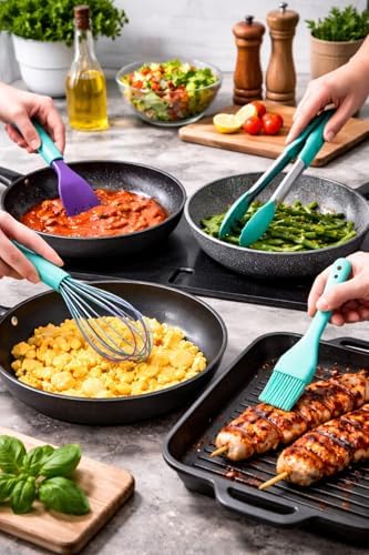 SİLİKON MUTFAK GEREÇ SETİ 4 PARÇA, ÇIRPICI, SPATULA, MAŞA, YAĞLAMA FIRÇASI, YAPIŞMAZ TENCERE TAVA UYUMLU, ISIYA DAYANIKLI, ERGONOMİK SAPLI,4’LÜ SİLİKON MUTFAK SETİ, SPATULA, ÇIRPICI, MAŞA, FIRÇA - Görsel 4