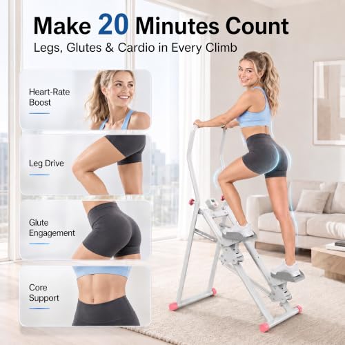 Image of EPHESPORT Stair Stepper for Home Gym, 2.0 Stair Climber with 3-Level Adjustable Resistance, Non-Slip Pedals, Digital Monitor & Phone Holder, Foldable Stepper for Legs Glutes Cardio