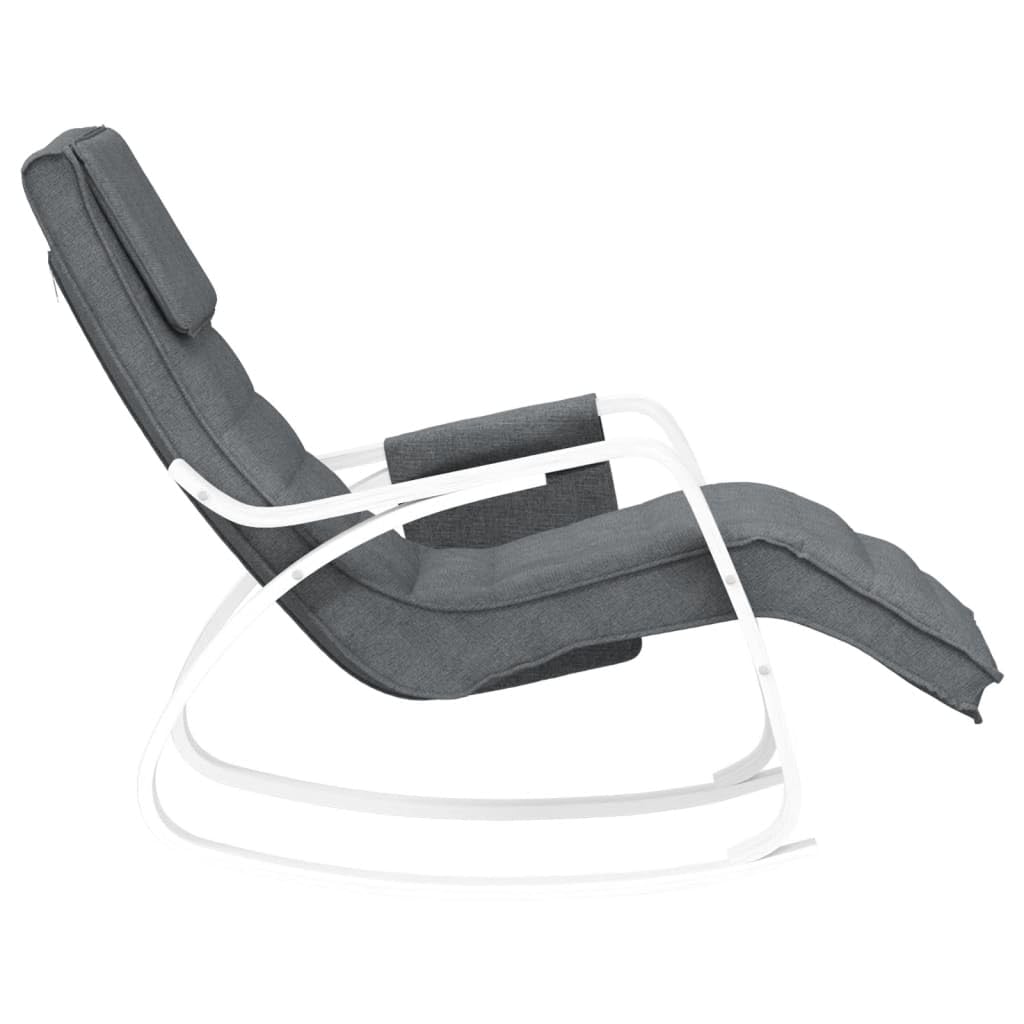 Schaukelstuhl Dunkelgrau Stoff Relaxstuhl mit Birkenholz-Rahmen Moderner Polstersessel für Wohnzimmer Schlafzimmer und Lounge Bequemer Wippstuhl Belastbarkeit bis 110 kg 67x80x88 cm
