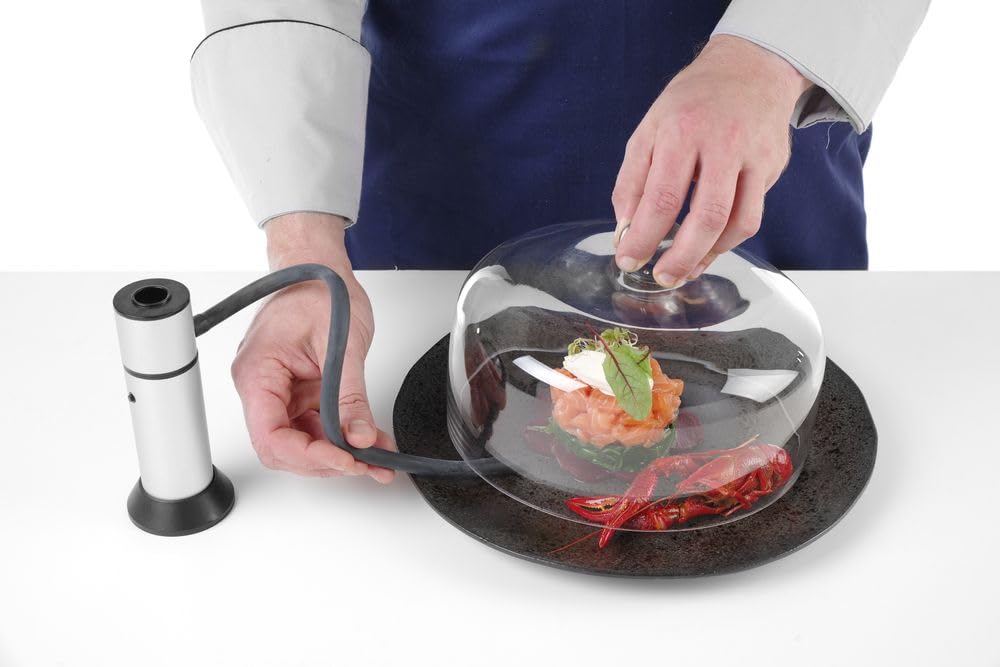 HENDI Campana para ahumar alimentos y presentar platos, compatible con pistolas e infusores de humo, con junta de sellado, ⌀275x(H)140mm, vidrio transparente