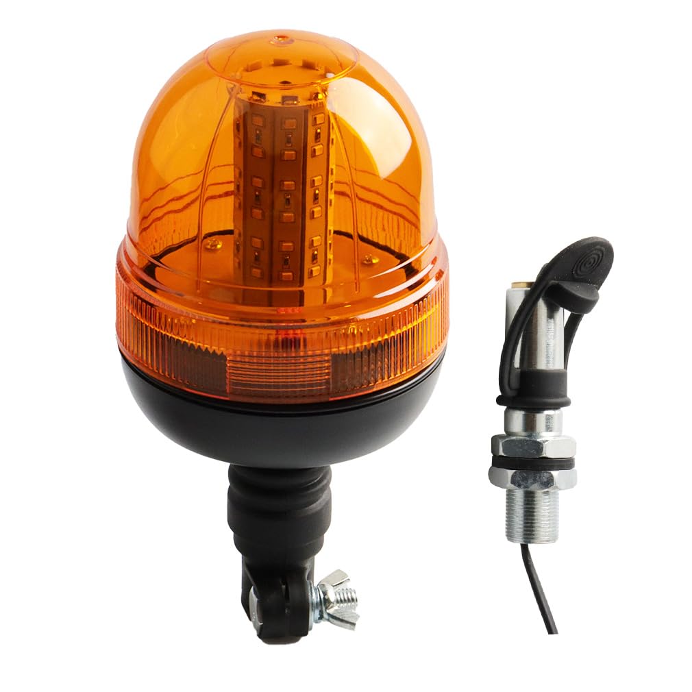 Luci Lampeggiante Trattore Led Arancioni con Staffa 12V 3 Modalità Luce Lampeggiante Arancione per Rimorchio Trattore Camion Veicoli Agricolo (Supporto a forma di I)