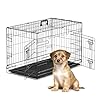 The Fellie 30-Inch Dog Crates Medium Size, Foldable Metal Dog Cage with 2 Doors, Metal Training Crate with Chew-Resistant Tray for Puppy, Portable Dog Travel Crate