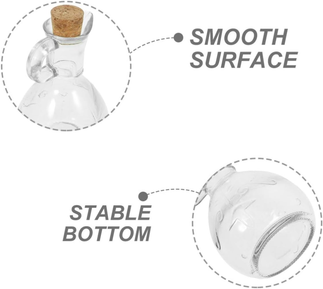 2pcs Glass Oil Dispenser Bottles 200ml Each, Reusable Olive Oil Container and Syrup Dispenser with Sturdy Structure and Elegant Wood Lid, for Kitchen Use or Gift for Birthdays
