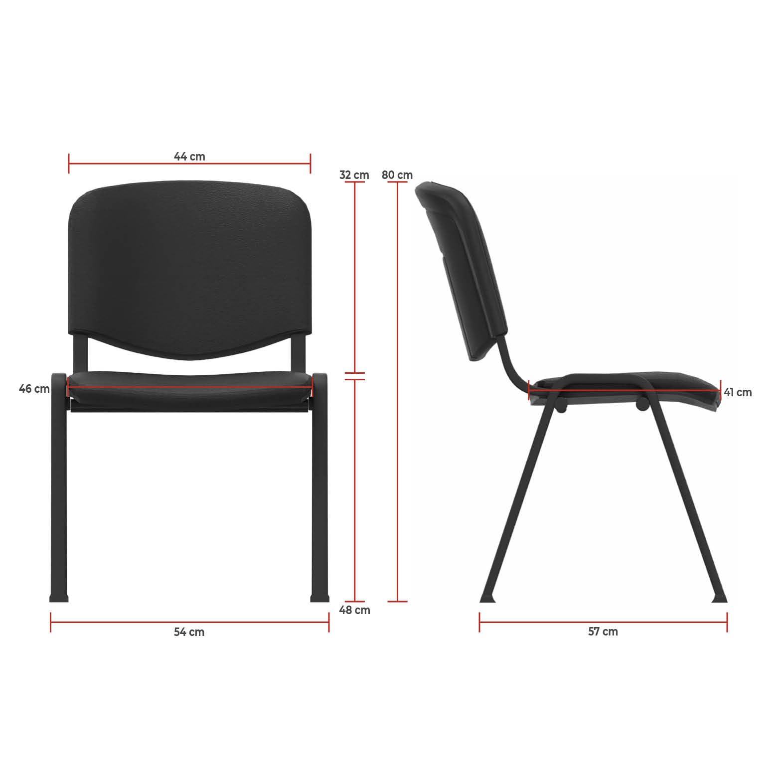Matelpro - Chaise de réunion empilable Clarens - Noir