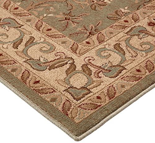 Superior Indoor Area Rug, Jute Backed Rugs For Bedroom, Living/Dining Room, Office, Entryway, Hallway, Kitchen, Traditional Floral Scroll Floor Decor, Heritage Collection, Green, 8' X 10' #TOP1