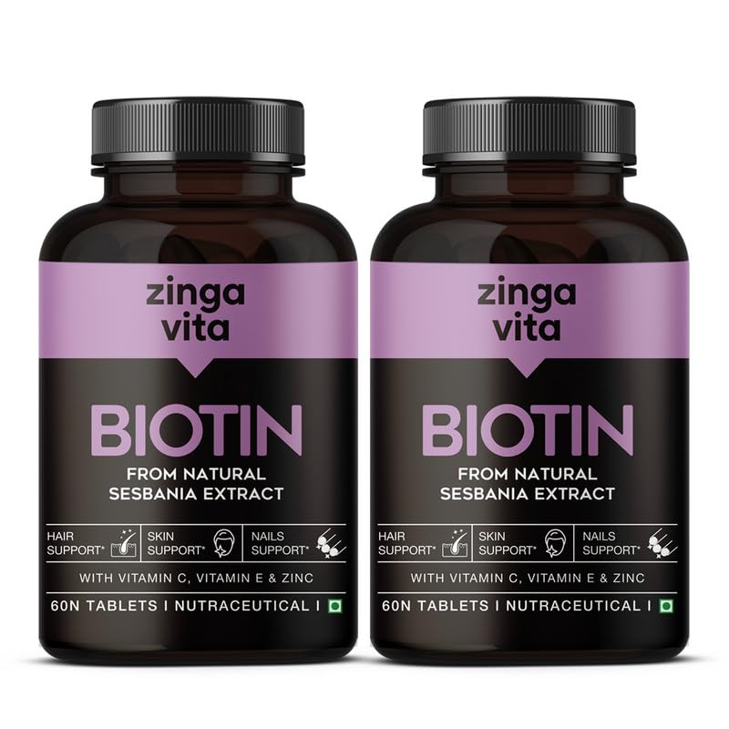 Zingavita Advanced Biotin Tablets, Boosts Keratin Production, Reduce Hair Fall and Promote Hair Growth with Natural Sesbania Agati Leaf Extract & Hair Vitamins,for Healthy Hair, Skin & Nails Pack of 2-image-46