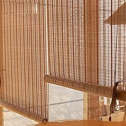 Estores De Arpillera Retro Persiana Enrollable de bambú Cortina Decorativa Anti-UV a Prueba de Polvo para Interior/Exterior Cortina de Caña para Ventana/Gazebo/Balcón,Personalizable (60x80cm/24x32in)