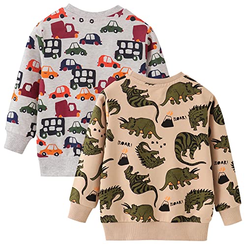 Image of Toddler Boys Crewneck Sweatshirt, Cotton Long-Sleeve Pullover Cartoon Print