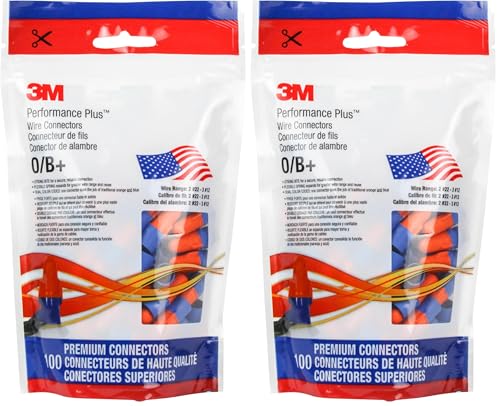 Image of 3M Performance Plus Wire Connector O /B+Pouch, 100 /POUCH, 100 Units, Orange /Blue (Pack of 2)
