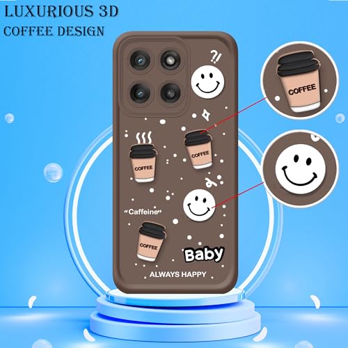 Image of amazon basics Back Case Cover Compatible for Motorola Moto Edge 60 Pro 5G | Cute Fun Cartoon 3D Ball | Coffee Silicone Case | Camera Protection | Body Protection | Shock Proof | Color Brown
