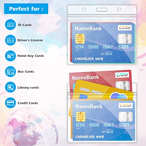 100 Pcs Clear Plastic Horizontal Name Tag Badge Id Card Holders For Office School Business Meetings #TOP3