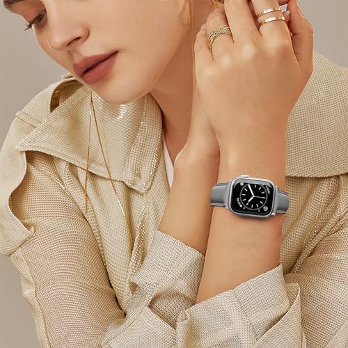 Laffav Leather Strap Compatible with Apple Watch Strap 40mm 42mm 41mm 38mm Women Men - Image 3