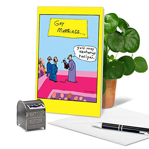 Nobleworks Gay Marriage Exchange - Humorous Wedding Congratulations Card With Envelope (4.63 X 6.75 Inch) - Cartoon Wedding Gift For Gay Couples C6184Wdg #TOP2