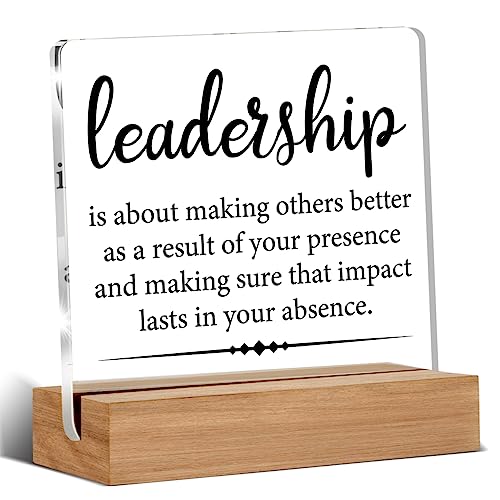 Gifts for Leader Boss Mentor Leadership Quote Clear Desk Decorative Sign Leadership is About Making...