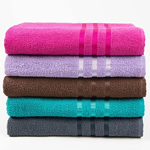 Kit 5 Toalhas de Banho Enxuta 68x130cm 100% Algodão - Grécia (Cores Variadas)