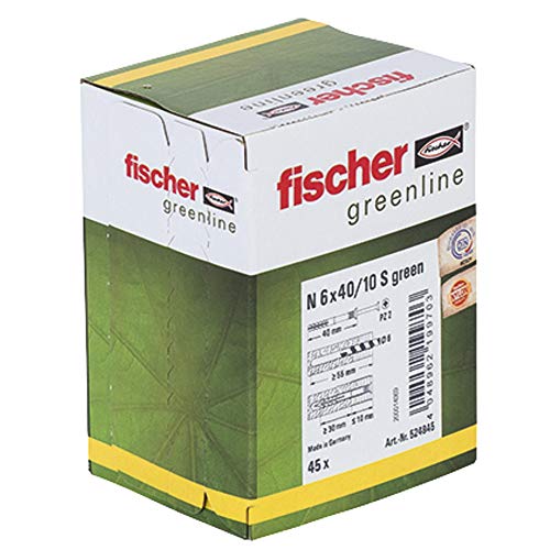 Preisvergleich Produktbild Fischer 524845 Nageldübel N GREEN 6 x 40 / 10 S Senkkopf, 45 Stück