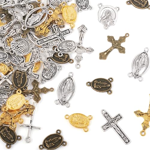 Croix de Jésus et médaille miraculeuse pour assembler vos chapelets tibétains