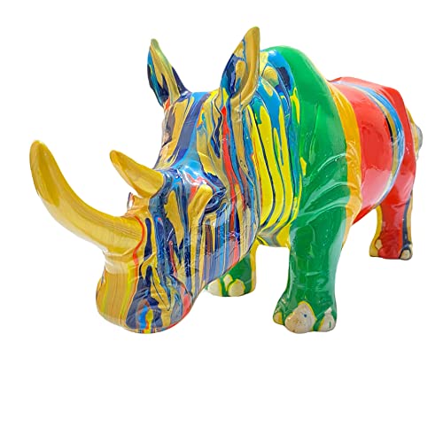 Improvinglife Sculpture Rhinocerus Resin Statue Home Decor Masterpiece Size:56 * 34 * 44Cm #TOP2