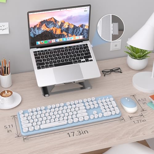 Image of UBOTIE Colorful Wireless Keyboard and Mouse Combo (Blue-White)
