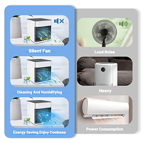 Ar-condicionado portátil, ventilador de refrigeração 4 em 1 multifuncional atualizado com 3 velocida