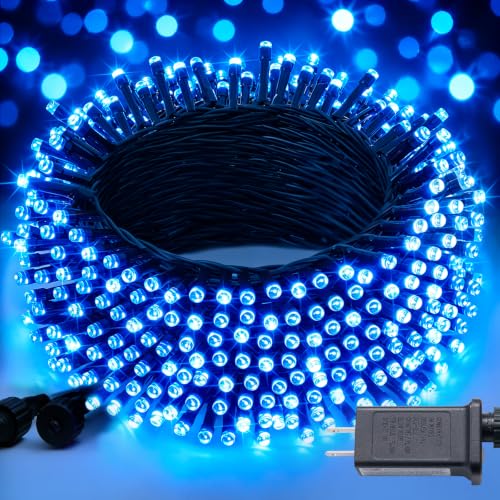 JMEXSUSS 250LED Connectable Blue Christmas Lights, Halloween String Lights