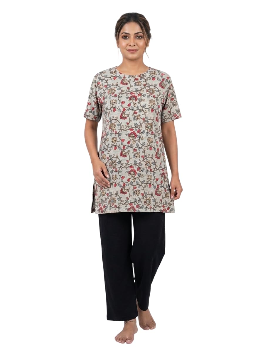 ctmkids SIDLY PIDLY Summer Casual Wear Half Sleeve Round Neck Cotton Printed Nightsuit/Top And Bottom For Women's-picture-40
