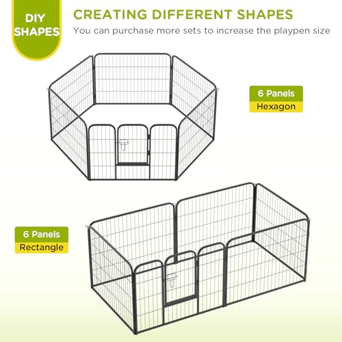 Image of BestPet | Dog Playpen | 24 Inch, 6 Panels | Heavy Duty Metal Pet Exercise Pen | Indoor Outdoor Fence Panels | Rust-Resistant, Removable, Tool-Free Setup | Anti-Skid, Expandable Design