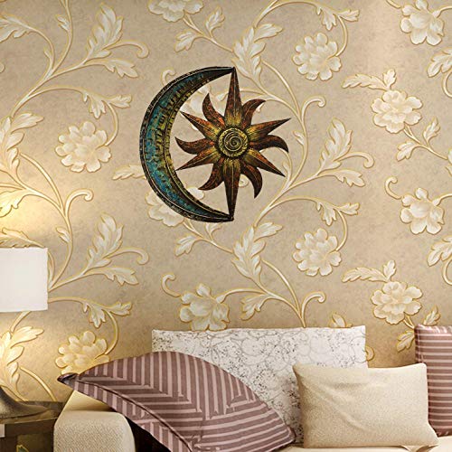 Crafia Décoration murale en métal sur le thème céleste Art mural en métal peint à la main