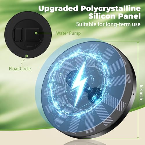 Image of AISITIN Solar Fountain Pump for Bird Bath with 4 Fixer & 6 Nozzles