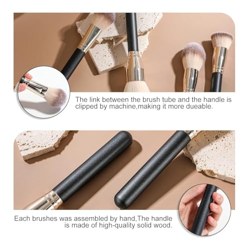 Image of BS-MALL Soft Professional Makeup Brush Set - 4 Pcs Travel-friendly Brushes Including Foundation Brush for Liquid Makeup, Powder Brush & Blush Brush,Daily use (Black Silver)