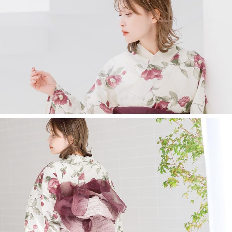 ディータ）Dita レディース 浴衣 5点セット 兵児帯 赤 ピンク 白