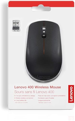Miniatura 8 de Lenovo Ratón óptico inalámbrico 400, negro (Gy50r91293)