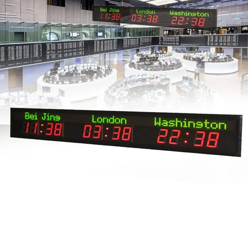 YNIYUJKL Orologio Mondiale A LED da Parete, Orologio Digitale con Fuso Orario di 3/4/5/6 Città, Display di Grandi Dimensioni, Adatto per Hotel, Aziende, Aeroporti Internazionali,3city