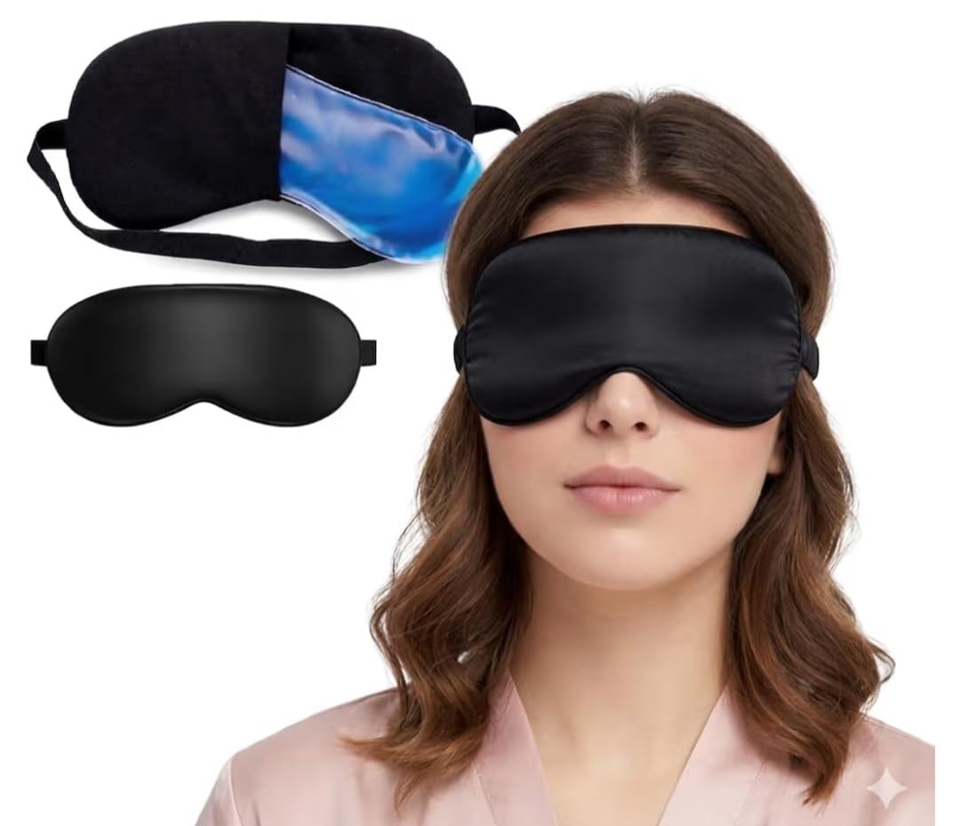 Cooling Gel Sleeping Eye Mask for Relaxation & Deep Sleep | Adjustable Strap Soft Fabric Ice Cool Eye Mask for Dark Circles, Puffy Eyes & Headache Relief | Travel & Night Use for Men & Women A1 Quality - MB-image-28
