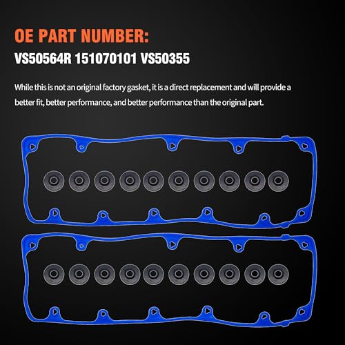 Image of HiSport Engine Valve Cover Gasket Set - Compatible with Ford Crown Victoria E-150 E-150 Econoline Club Wagon E-250 Expedition Explorer F-150 Heritage Mustang 4.6L 2002-2012 - Replace VS50564R