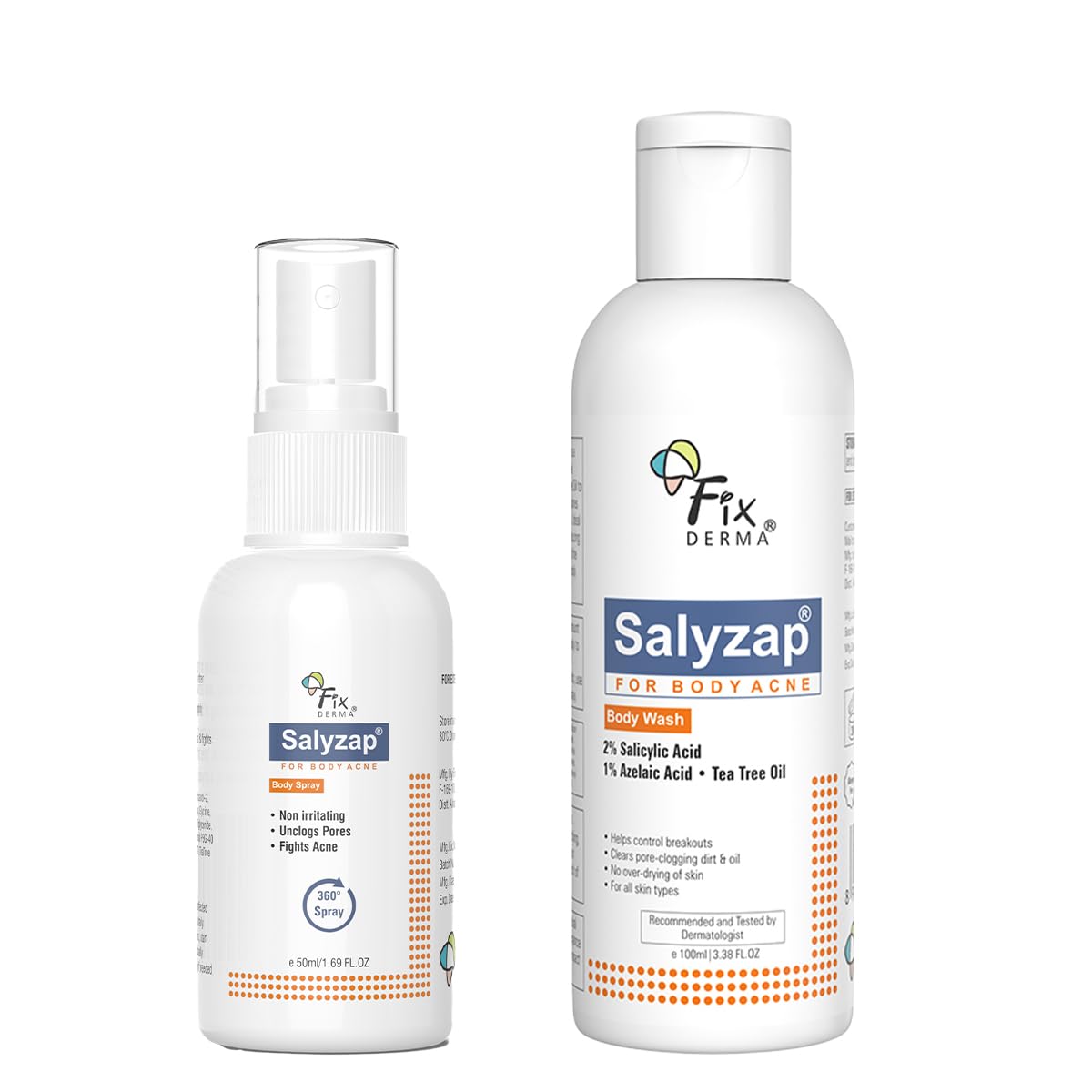 Fixderma Salyzap 2% Salicylic Acid Body Wash + Acne Body Spray Combo | Body & Back Acne Prone Skin | Helps in Control Breakouts, Unclogs Pores | Deep Cleansing | Exfoliating Bodywash Spray - 150ml-image-28