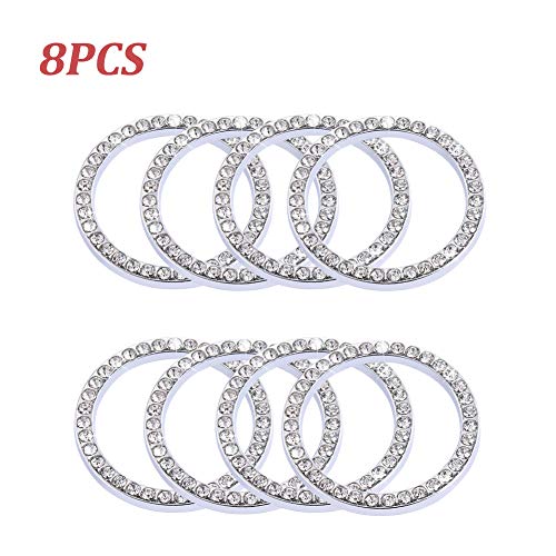 YULLING Lot de 2/8 anneaux en strass pour voiture, emblème autocollant, décoration pour bouton de démarrage, démarreur de clé et anneau de bouton (8 pièces) Cover