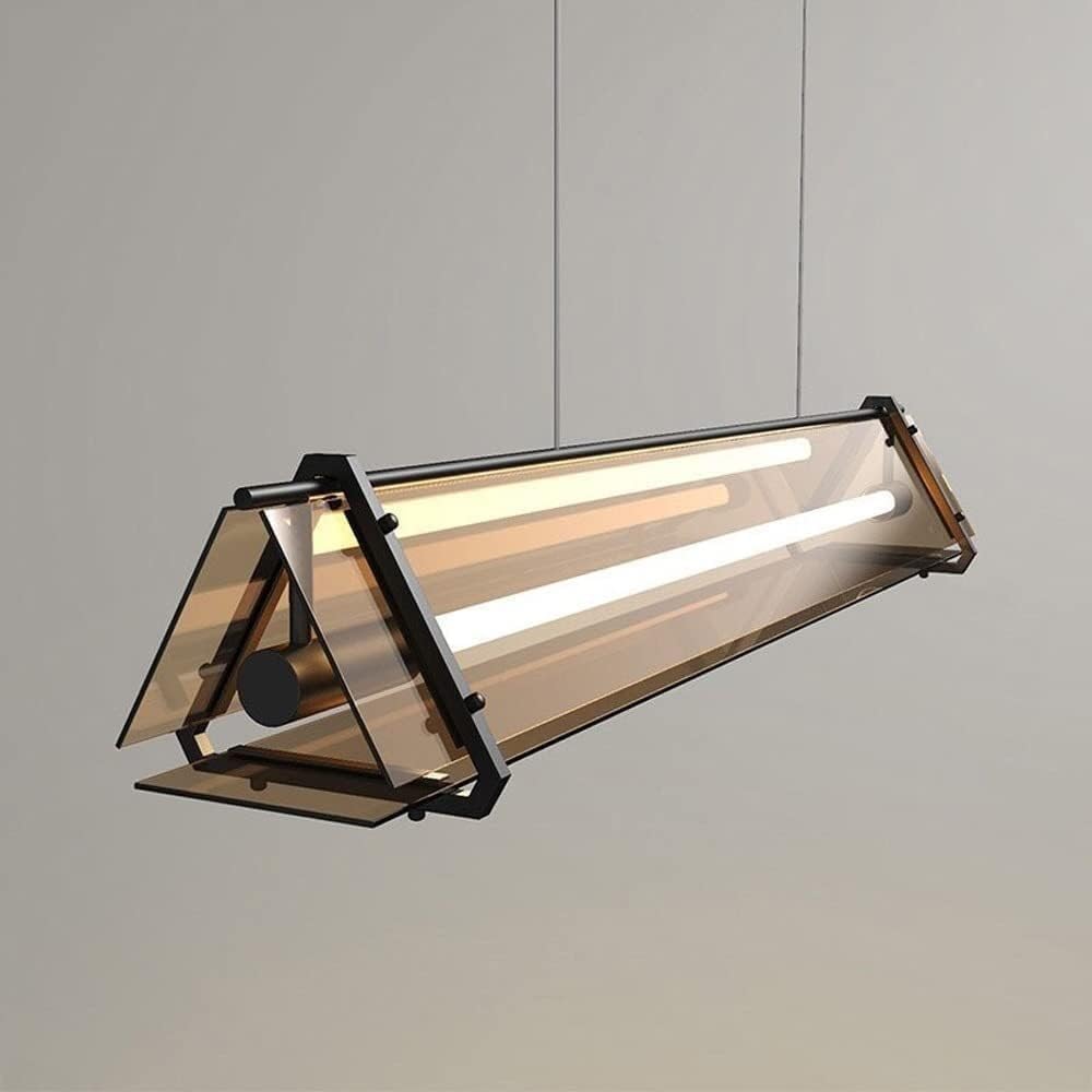 da da soffitto lineare geomet in Metallo postmoderno Color Ambra - Vetro temperato, Cintura trianare Creativa, Barra Luminosa a LED, Illuminazione Interna per Camera da Letto e Cucina