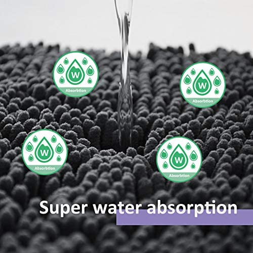 RUN HELIX Badematten-Set, 3-teilig, weiche Chenille, rutschfeste Badezimmermatte, 50x80 cm, Badematte, 40x60 (39.9x59.9 cm), U-förmige Kontur-WC-Vorleger, saugfähiges Badezimmer teppiche dunkelgrau – Bild 6