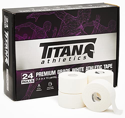 24 Pack White Athletic Tape 45ft Rolls - Athletes Trainers Injuries First Aid - Premium Medical Sports Tape