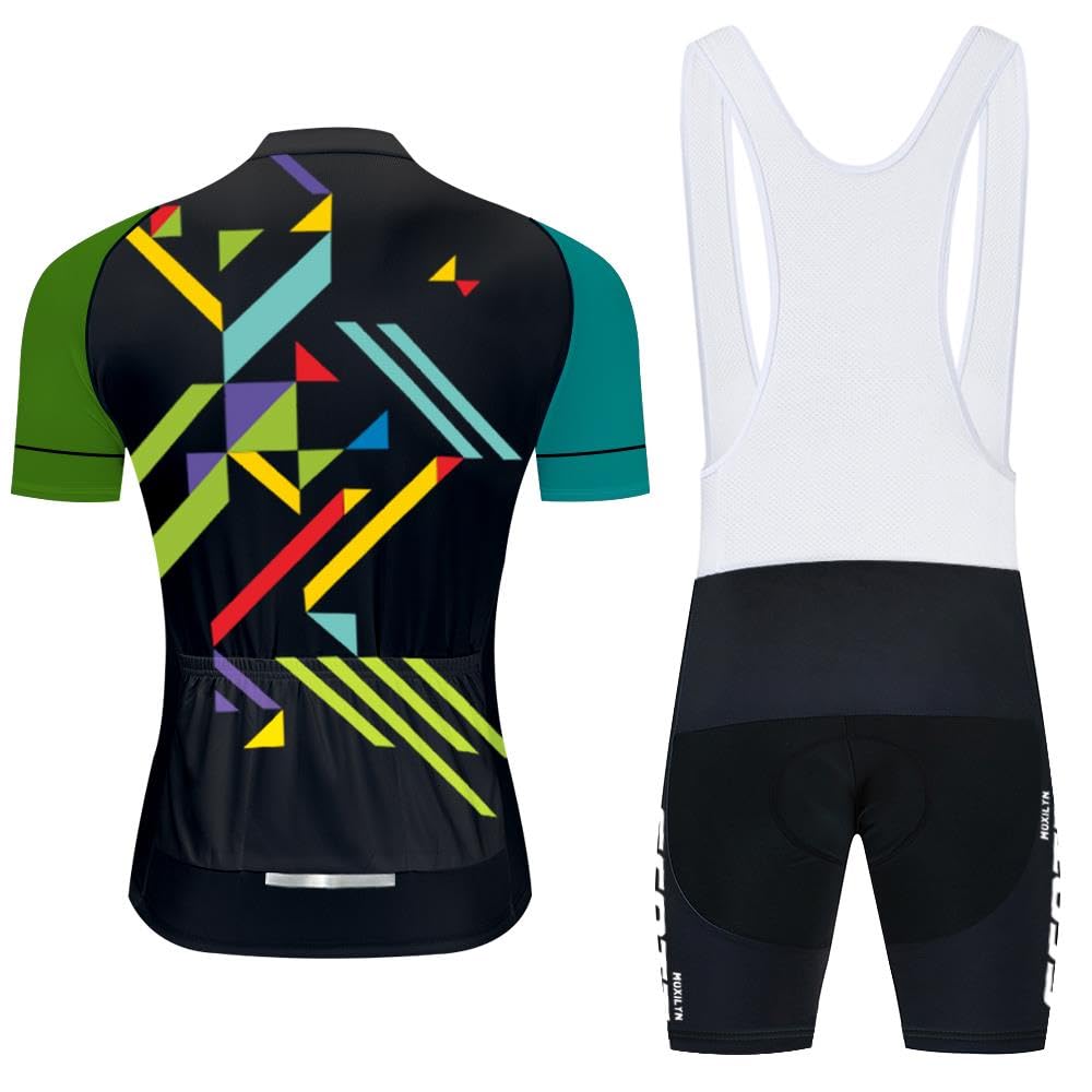 Moxilyn Abbigliamento Ciclismo Set Manica Corta Tuta Ciclismo Uomo Completo Ciclismo Estivo per Bici da MTB con Pantaloncini Imbottiti in Gel Traspirante