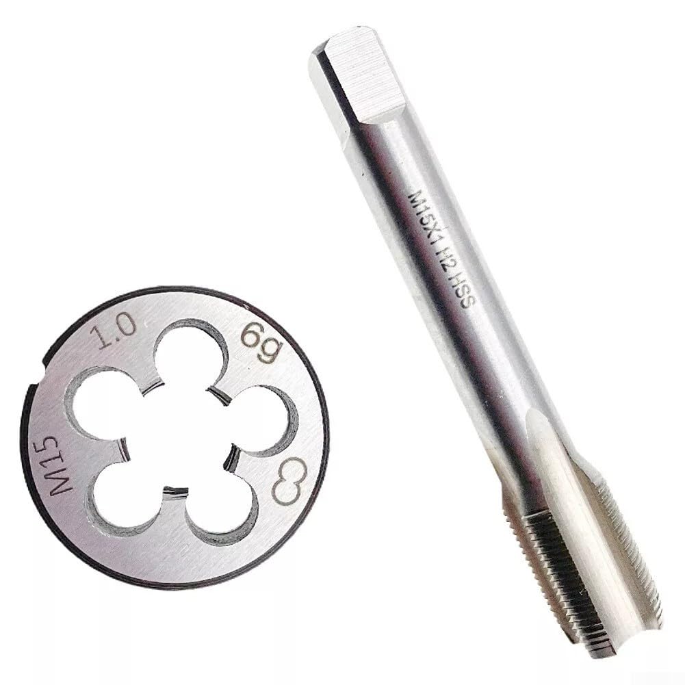 Zestaw gwintowników i narzynek, gwintowniki i narzynki do gwintów okrągłych, zestaw gwintowników do gwintów prawoskrętnych M15 x 1 mm, akcesoria zamienne z powłoką tytanową