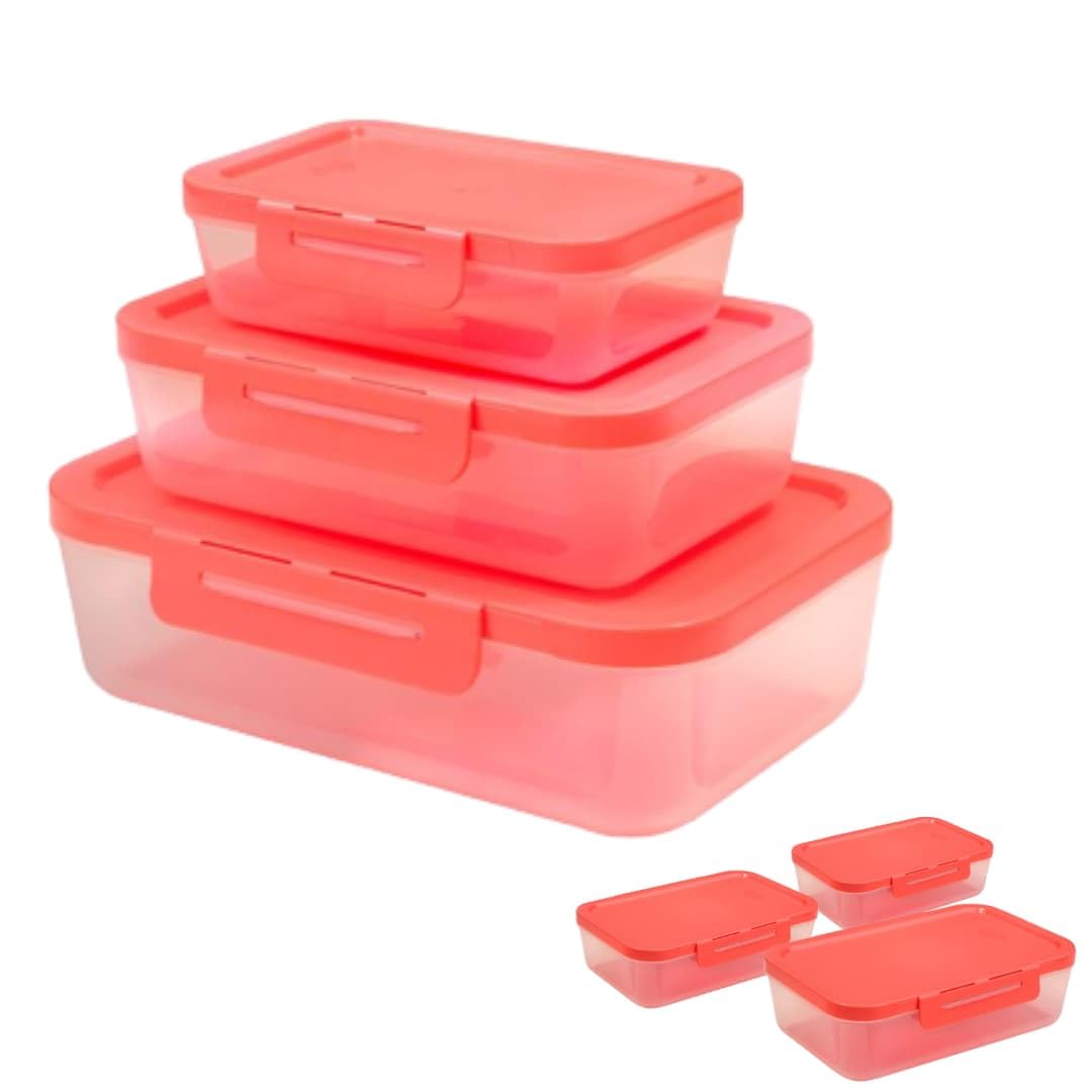 KIT 3 Potes Com Travas Herméticas DUP 1,2L / 600ml / 300ml Micro