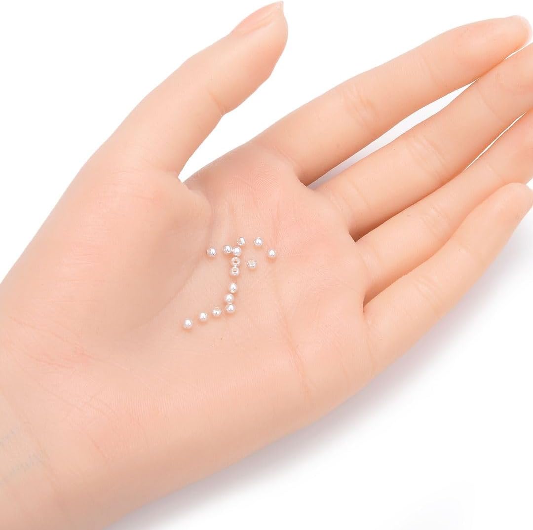 300pcs Adabele Authentic 925 Sterling Silver Hypoallergenic Seamless 2.5mm (0.1 Inch) Small Tiny Round Loose Beads Spacer for DIY Craft Jewelry Making SS141