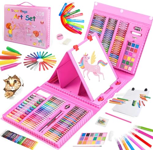 Opiniones de Juegos de dibujo más recomendados. 43 LÍMITE-MX Set de Arte Profesional 208 Piezas,Kit de Dibujo Colores Profesionales con Caballete de Doble Faceta,Regalo ideal para niños, material de arte escolar, estudiantes,...