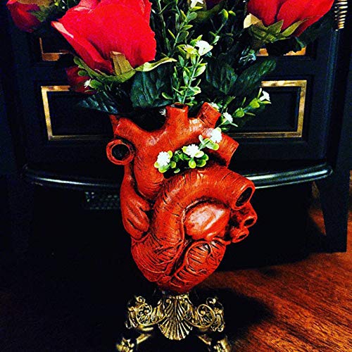 image for ZS ZHISHANG Anatomical Heart Vase 9.75'' Resin Flower Pot Desktop Orna