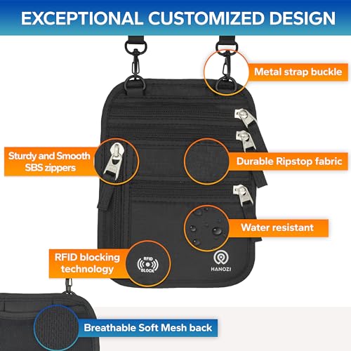 Neck Wallet – Travel Pouch and RFID Blocking Passport Holder for Women and Men, Easy to Conceal Passport Wallet, Slim Travel Wallet to Keep Your Cash, Passport, Cards and Documents Safe (Black)3